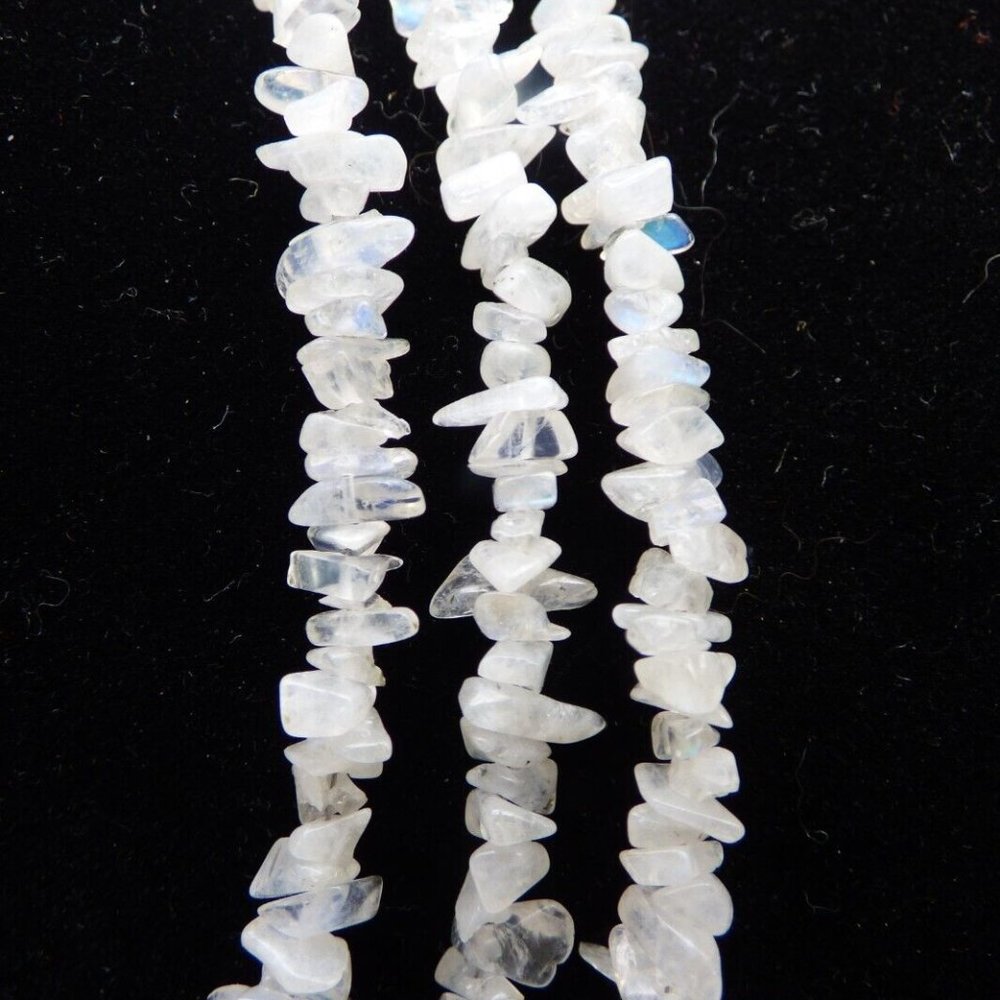 380CTS RAINBOW MOONSTONE 925 3 ROW NUGGET NECKLACE & TWISTED STRETCH BRACELET - Picture 3 of 9